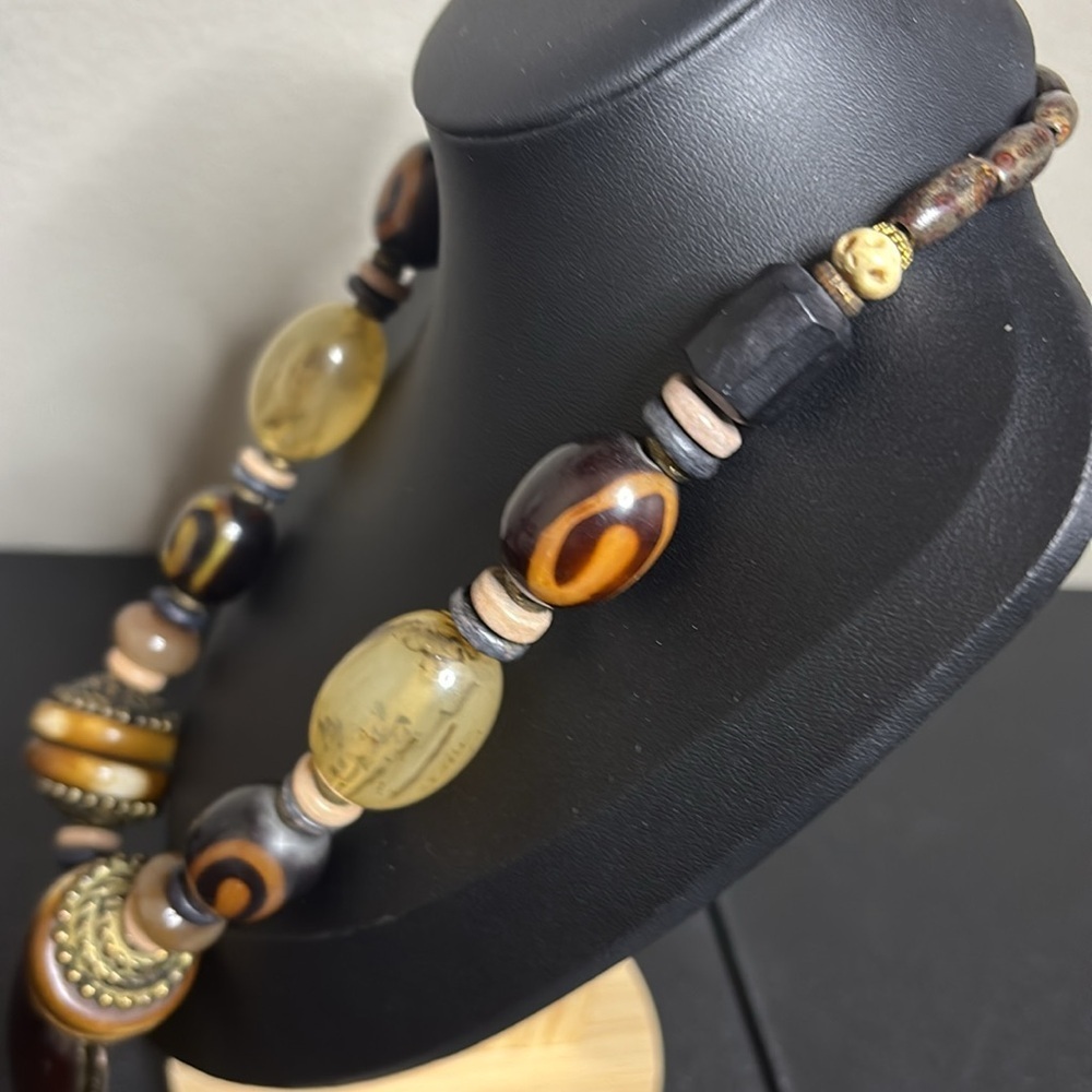 Unique Chunky Beaded Artisan Statement Necklace - image 4